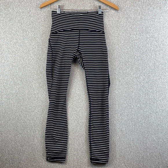 Lululemon Train Times legging pant 25” size 4 parallel stripe mid rise mesh - Picture 2 of 11